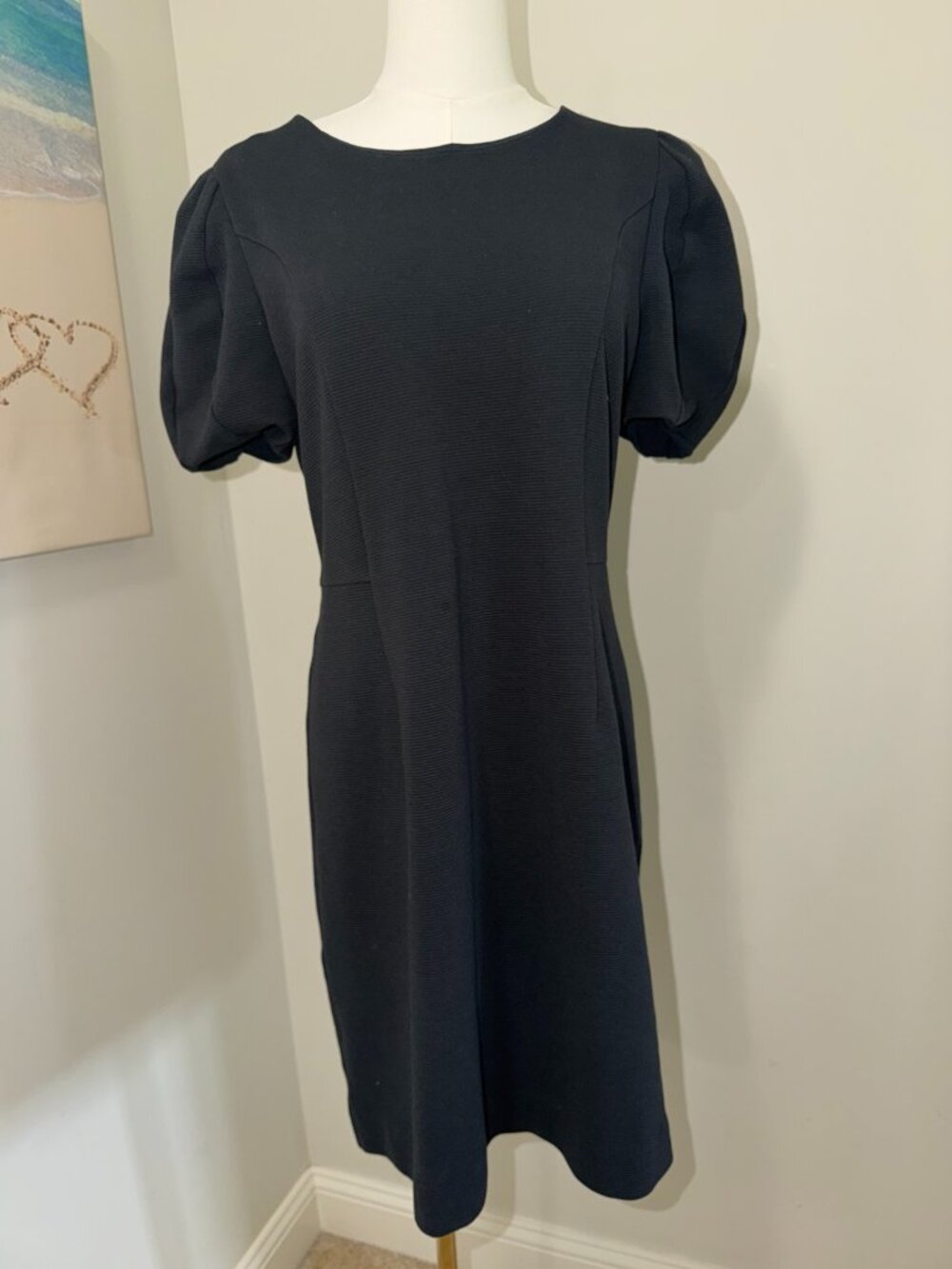 Lilly Pulitzer Black Dress - Size 12 - Puff Sleeve Textured Shift 🖤